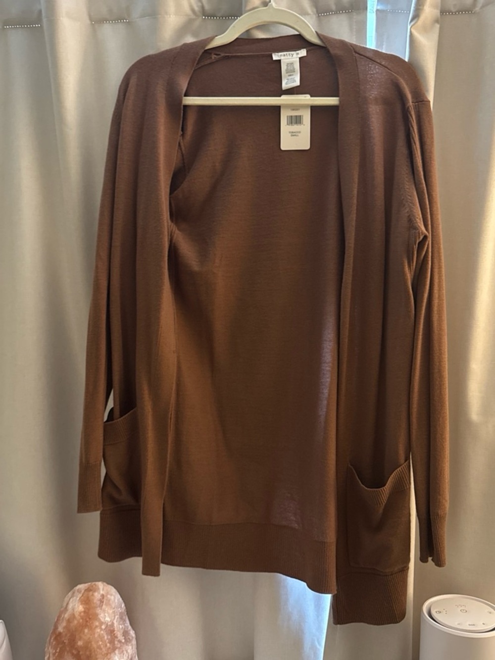 Matty M Brown Open-Front Cardigan with Pockets